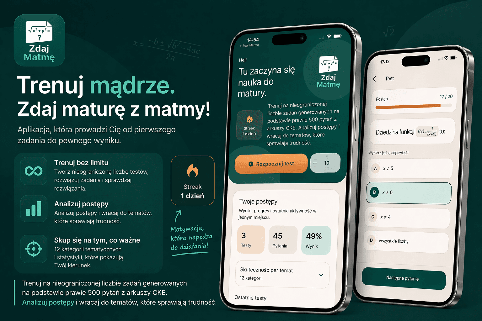 Banner promocyjny aplikacji Zdaj Matmę